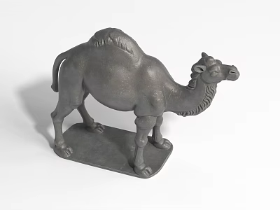 Gray Camel Landscape Sculpture With Single Hump Standing On Solid Base 3d model