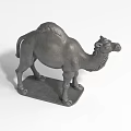 Gray Camel Landscape Sculpture With Single Hump Standing On Solid Base