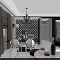 Elegant Modern Dining Living Room Interior With Chandelier Dining Table Sofa And Window