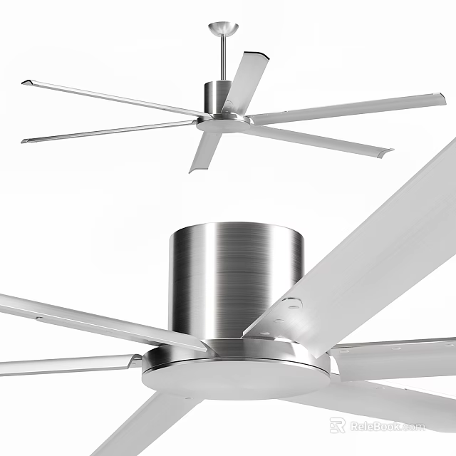 Modern Metallic Ceiling Fan With Multiple Blades For Home Indoor Use 3d model