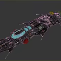 Futuristic Sci Fi Spaceship With Blue Glowing Elements And Mechanical Details 3d model