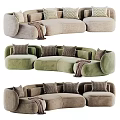 Modern Curved Sectional Sofa With Plush Pillows And Soft Blanket In Various Colors