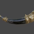 Traditional Handcrafted Musical Horn With Black Body And Golden Carved Patterns