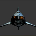 Blue Mechanical Shark With Glowing Eyes Mouth And Sci Fi Futuristic Design