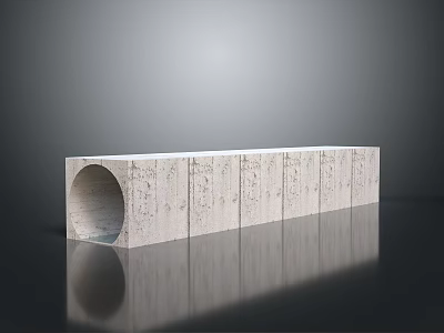 Long Rectangular Concrete Structure With Circular Hole And Textured Surface Reflection 3d model