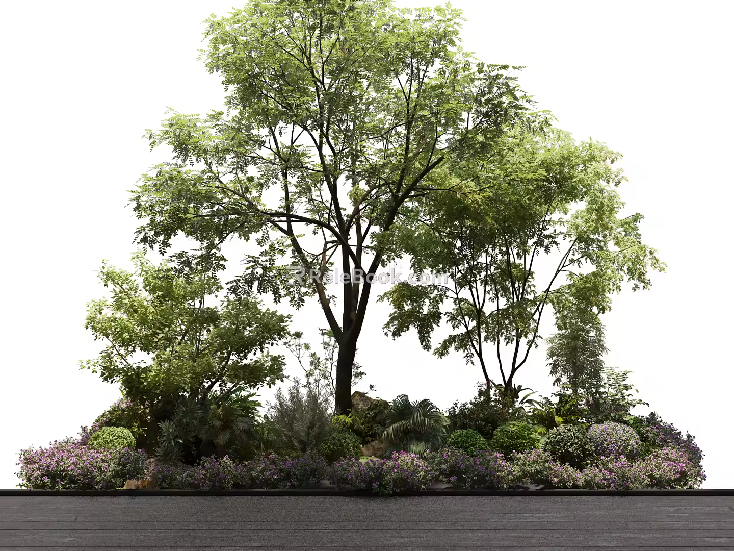 Modern Tree Plant Landscape Cluster 3d model