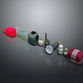 Essential Outdoor Gear Collection With Map Water Bottle Compass Flashlight And First Aid Kit