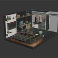 Modern Compact Room Interior With Bed TV Desk Chair And Wardrobe