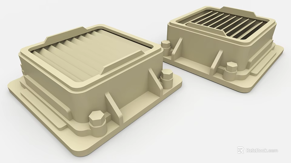 Industrial Equipment Enclosures With Fixed Bolts And Ventilated Grille Structure Design 3d model 