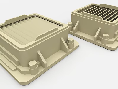 Industrial Equipment Enclosures With Fixed Bolts And Ventilated Grille Structure Design 3d model
