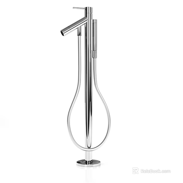 Modern Chrome Polished Faucet With Sleek Curved Structure And Tall Spout Design 3d model 