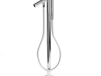 Modern Chrome Polished Faucet With Sleek Curved Structure And Tall Spout Design 3d model