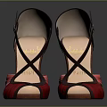 Women's Red Black High Heel Shoes With Crisscross Straps And Pink Accents