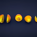 Fresh Mango Fruits Whole And Sliced With Pit Arranged On Dark Surface