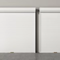 White Indoor Roller Shutters With Two Panel Design And Gray Floor Background 3d model