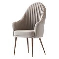 Modern Gray Velvet Leisure Chair With Striped Backrest And Metal Legs