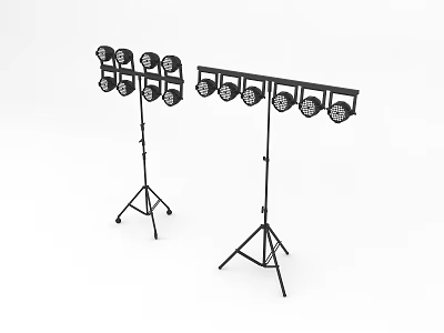 Multiple Downlights And Spotlights On Tripod Stands For Event Lighting Setup 3d model