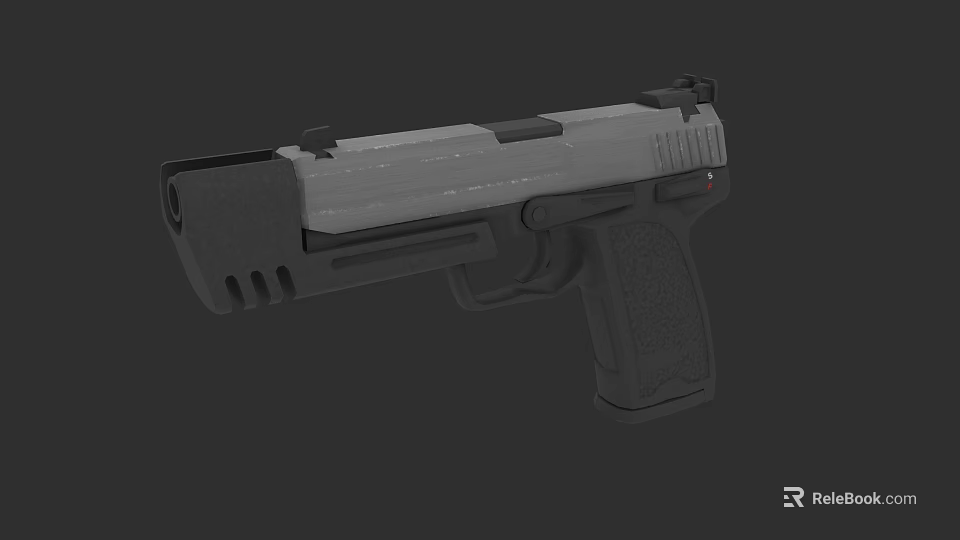 Modern Tactical Pistol With Black Grip And Metallic Body Design Features 3d model 