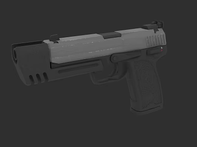 Modern Tactical Pistol With Black Grip And Metallic Body Design Features 3d model