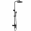 Black Shower Faucet System With Handheld Sprayer And Fixed Head