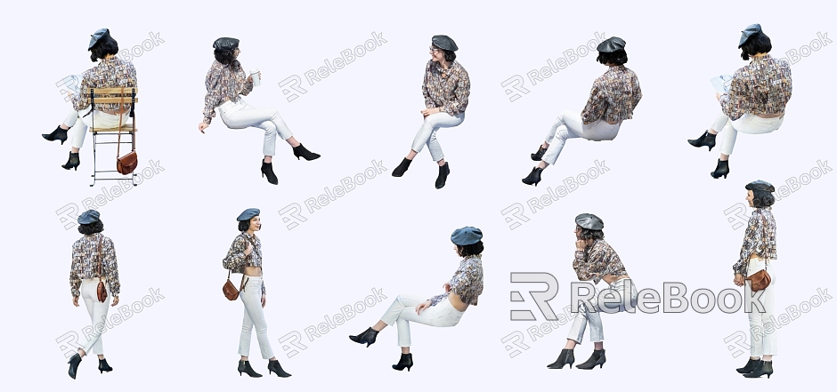 2D Fashion People Fashionable People Sitting People Trendy People Modern People model