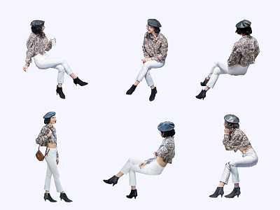 2D Fashion People Fashionable People Sitting People Trendy People Modern People model