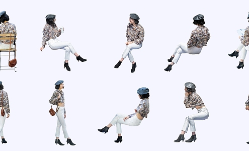 2D Fashion People Fashionable People Sitting People Trendy People Modern People 3d model