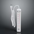 White Power Strip With Multiple Outlets And Long Power Cord