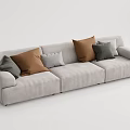Light Gray Sectional Sofa With Plush Fabric And Brown Gray Beige Decorative Pillows 3d model