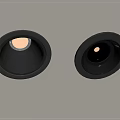 Modern Recessed Downlights and Spotlights with Black Trim and Metallic Interior