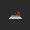 Magazine Display on White Steps Featuring Brown Decorative Knot and Dark Gray Background