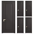 Modern Black Hinged Doors With Various Designs And Golden Handles For Interior 3d model
