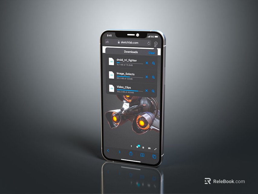 Modern Smartphone Home Screen Interface With App Folders And Vehicle 3d model 