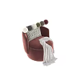 Modern Light Beige Upholstered Single Sofa With Striped Decorative Pillow And Cozy Throw Blanket