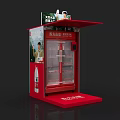Red Beverage Vending Machine With Canopy Transparent Door And Advertisement 3d model