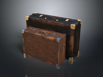 Large and Small Vintage Leather Cases for Electronic Devices with Metal Corners 3d model