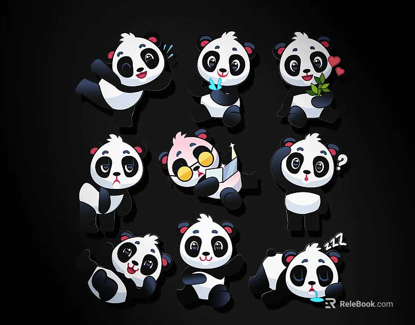 Collection of Cute Panda Building Blocks With Various Playful Poses And Designs 3d model 