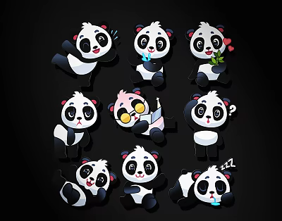 Collection of Cute Panda Building Blocks With Various Playful Poses And Designs 3d model Collection of Cute Panda Building Blocks With Various Playful Poses And Designs 3d model