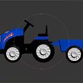 Blue Kids Toy Tractor With Black Seat White Wheels And Flame Snowflake Decals