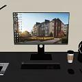 Computer Desktop Computer Desktop Office Supplies Keyboard Mouse Desk Ornaments Computer Display Headset Digital Products 3d model