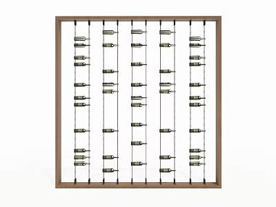 Wooden Open Wine Cabinet With Multiple Shelves And Organized Wine Bottles 3d model