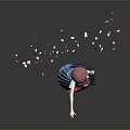 Red Haired Girl In School Uniform Pointing Forward With Pink Petals