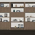 Traditional Chinese Wooden Display Shelf Design With Multi Tiered Lattice Doors And Decorative Items