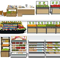 Supermarket Fruit Shelves Display Various Fresh Assorted Fruits And Vegetables
