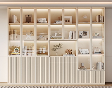 Modern Bookcase Cream Bookcase 3d model