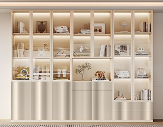 Modern Bookcase Cream Bookcase 3d model