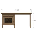Brown Wooden Desk With Drawer And Mesh Door Cabinet Design