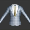 Blue Plaid Blazer With White Shirt And Yellow Tie Stylish Formal Wear