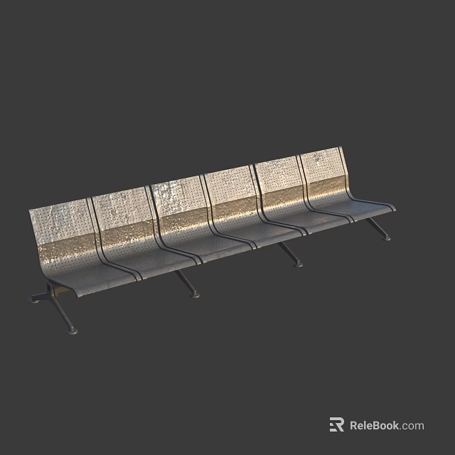 Public Facility Multi Seat Metal Bench For Outdoor Seating Areas Design 3d model