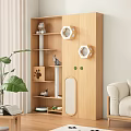 Wooden Pet Cabinet With Cat Scratching Post Hexagonal Bed And Supplies Storage